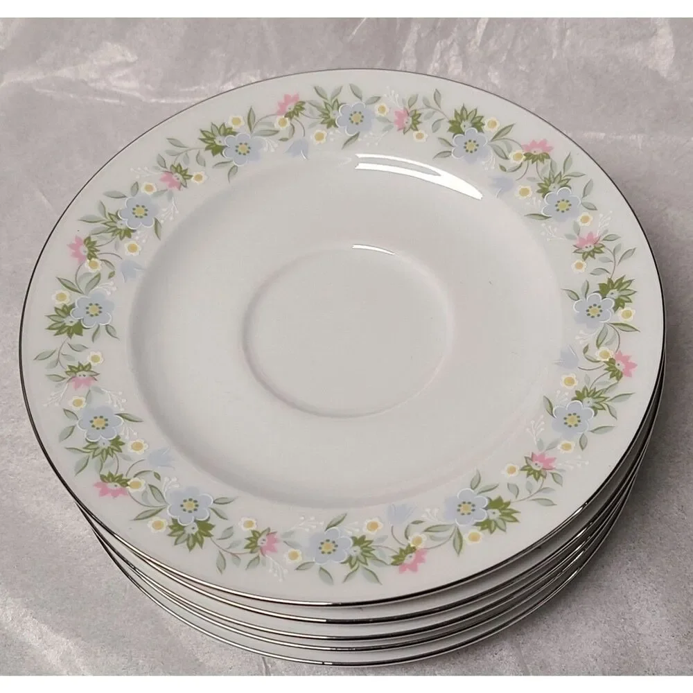Set of 5 Vtg Johann Haviland Forever Spring Saucers Bavaria Ger Fine China 6